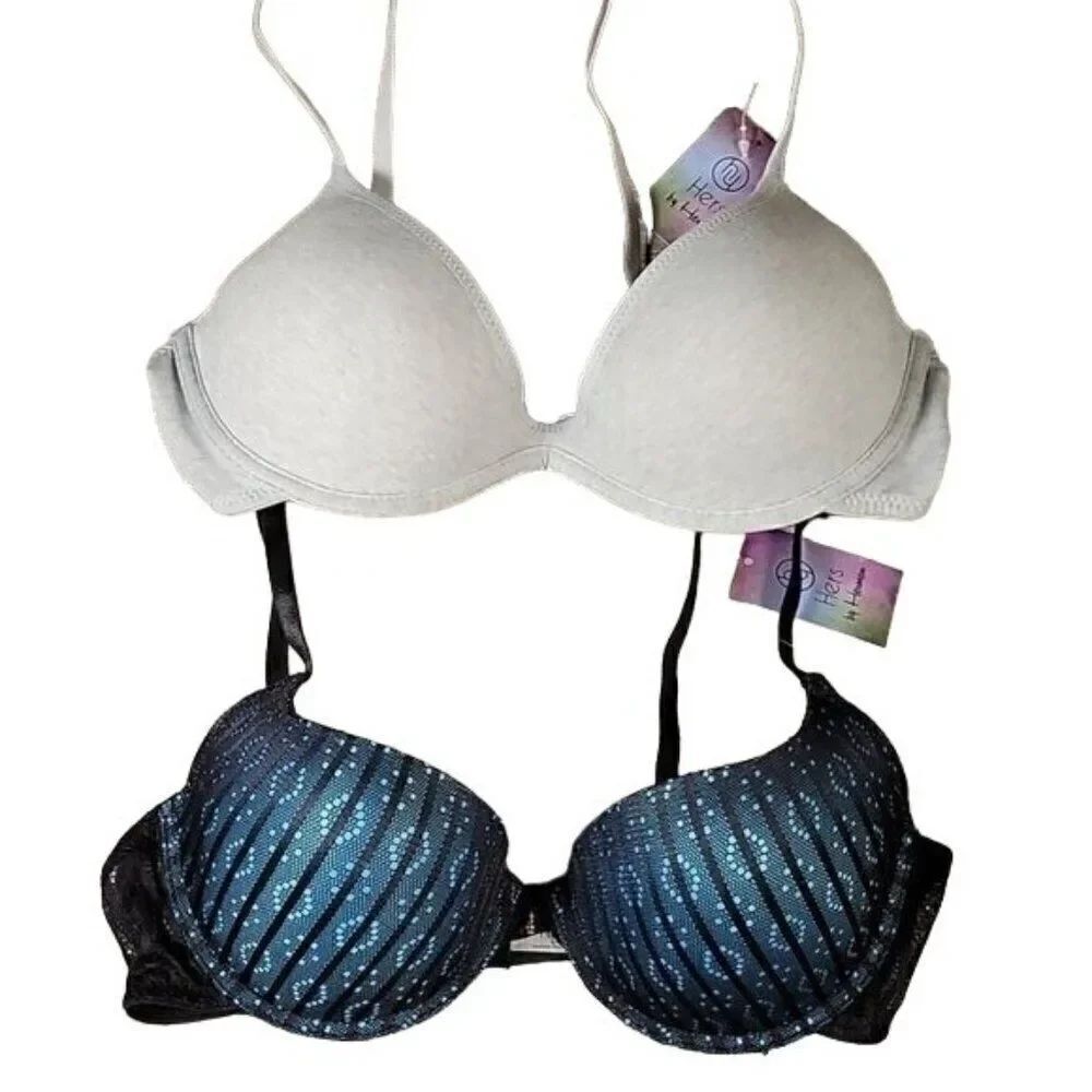 Hers by Herman Basic & Lacey Bra Combo 2Pc Sz 36B